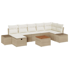 vidaXL Kerti Kanapé Szett párnával tárolóval 8 pcs Bézs Poli rattan (3359603) kerti bútor