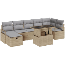 vidaXL Kerti Kanapé Szett párnával tárolóval 8 pcs Bézs Poli rattan (3361139) kerti bútor
