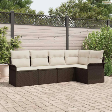 vidaXL Kerti Kanapé Szett tárolóval 5 pcs Barna polirattan kerti bútor