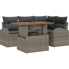 vidaXL Kerti Kanapé Szett tárolóval 5 pcs Szürke Poli rattan (3358316) kerti bútor