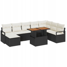 vidaXL Kerti Kanapé Szett tárolóval 9 pcs Fekete Poli rattan (3358483) kerti bútor