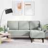 vidaXL Kerti Kanapé Ülőrésszel és Párnákkal L-alakú Világosszürke Bársonyos, vidaXL 3-üléses Kanapé Chaise L-alakú Világosszürke 160 cm Bársonyos, vidaXL Pad Világosszürke 113 cm Bársonyos