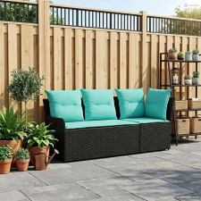 vidaXL Kerti karfás kanapé sarokkanapéval 2 Darab Fekete és Türkiz kerti bútor