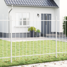 vidaXL Kerti Kerítés Hajlított Felsővel Fehér 8,5x1,25 m Acél építőanyag