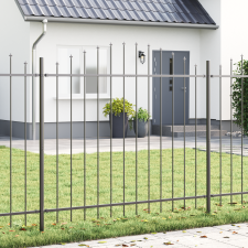 vidaXL Kerti Kerítés Ívvel, Szürke, 5,1x1,25 m, Acél építőanyag