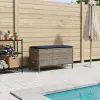 vidaXL Kerti lábtartó Szürke és sötétkék 80 x 38 x 42 cm PE Rattan