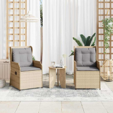 vidaXL Kerti pad párnával 2 pcs Bézs Poli rattan kerti bútor