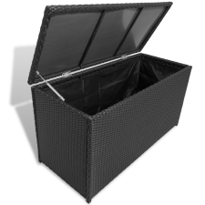 vidaXL kerti polyrattan tárolóláda fekete kerti tárolás
