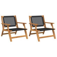 vidaXL Kerti Székek 2 db Fekete 76x67x73,5 cm Tömör Akácfa (367827) kerti bútor