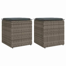 vidaXL kerti székek párnákkal 2 db szürke 40x40x43 cm polirattan kerti bútor