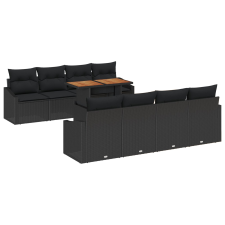 vidaXL Kertiszofa Szett 7 Darabos Fekete Rattan Kertiszofa (3349813) kerti bútor