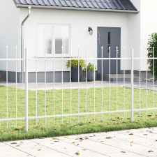 vidaXL Kertkerítés Lándzsás Felső Fehér 6,8x1 m Acél építőanyag