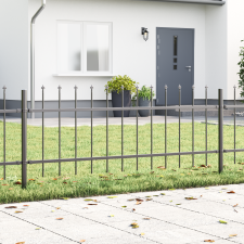 vidaXL Kertkerítés lándzsás tetejű Szürke 5,1x0,6 m Acél építőanyag