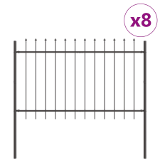 vidaXL Kertkerítés Lándzsás Tetővel Szürke 13,6x1 m Acél (3334150) építőanyag