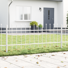 vidaXL Kertkerítés Lánghegyű Fehér 1,7x0,6 m Acél építőanyag