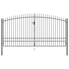 vidaXL kétajtós lándzsahegytetejű kerítéskapu 400 x 248 cm kerti bútor