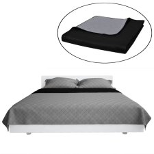 vidaXL Kétoldalú vattázott ágytakaró 170 x 210 cm fekete/szürke lakástextília