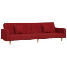 vidaXL kétszemélyes bordó szövet kanapéágy két párnával (375907) bútor