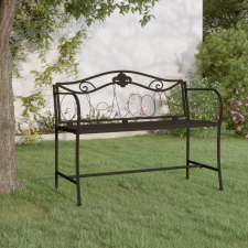 vidaXL kétszemélyes fekete acél kerti pad 104 cm kerti bútor