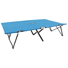 vidaXL kétszemélyes kék összecsukható acél napozóágy kerti bútor