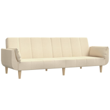 vidaXL kétszemélyes krémszínű szövet kanapéágy két párnával (375872) bútor