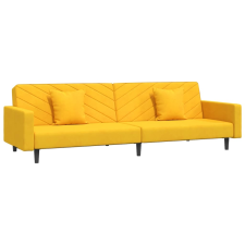 vidaXL kétszemélyes sárga bársony kanapéágy két párnával (375924) ágy és ágykellék