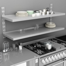 vidaXL Kétszintes rozsdamentes acél falra szerelhető polc 150 x 30 cm kerti bútor