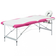 vidaXL Kétzónás fehér és rózsaszín összecsukható alumínium masszázsasztal szépségápolási bútor