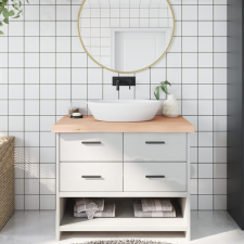vidaXL Kezeletlen tömör fa fürdőszobai pult 100 x 50 x 6 cm fürdőszoba bútor