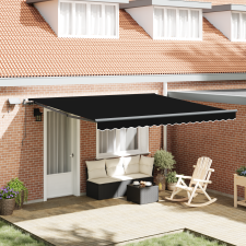 vidaXL Kézi Behúzható Napellenző LED-del Fekete 400x350 cm kerti bútor