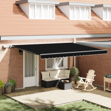 vidaXL Kézi behúzható napellenző LED-del Fekete 450x300 cm kerti bútor