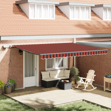 vidaXL Kézi Behúzható Napellenző LED világítással, Narancs és Barna 450x350 cm kerti bútor