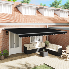 vidaXL Kézi behúzható napernyő Fekete 500x350 cm kerti bútor