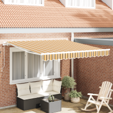 vidaXL Kézi Behúzható Napernyő Multicolor Csík 300x250 cm kerti bútor