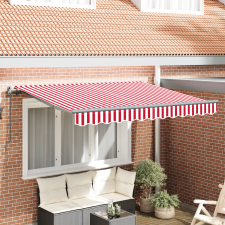 vidaXL Kézi összecsukható napernyő piros és fehér 350x200 cm kerti bútor