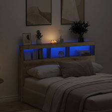 vidaXL kézműves tölgy áthidalószekrény LED-ekkel 160 x 17 x 102 cm ágy és ágykellék
