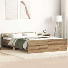 vidaXL kézműves tölgy szerelt fa ágykeret matrac nélkül 140x190 cm ágy és ágykellék