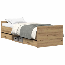vidaXL kézműves tölgy szerelt fa ágykeret matrac nélkül 90x190 cm (3328809) ágy és ágykellék