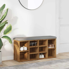 vidaXL kézműves tölgy szerelt fa cipőtároló pad 102x32x50 cm bútor