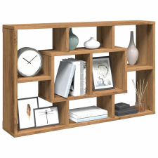 vidaXL kézműves tölgy szerelt fa fali polc 85x16x52,5 cm bútor