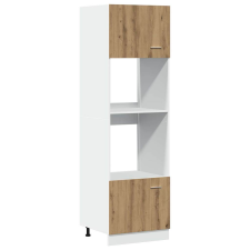 vidaXL kézműves tölgy szerelt fa mikrohullámúsütő-szekrény 60x57x207cm (856129) bútor