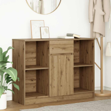 vidaXL kézműves tölgy szerelt fa tálalószekrény fiókos 101x35x76 cm bútor