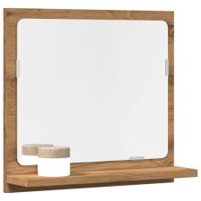 vidaXL kézműves tölgy szerelt fa tükrös fürdőszobaszekrény 40x11x37 cm fürdőszoba bútor