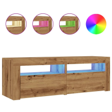 vidaXL kézműves tölgy szerelt fa TV-szekrény LED-ekkel 120x35x40 cm (856314) bútor