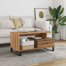 vidaXL kézműves tölgy színű szerelt fa dohányzóasztal 90x49x45 cm bútor