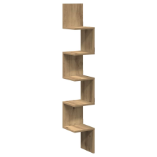vidaXL kézműves tölgy színű szerelt fa fali sarokpolc 20x20x127,5 cm (856615) bútor