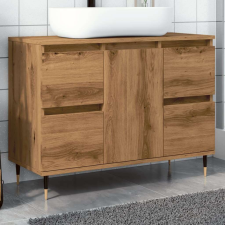 vidaXL kézműves tölgy színű szerelt fa mosdószekrény 80 x 33 x 60 cm fürdőszoba bútor