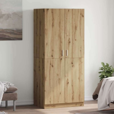 vidaXL kézműves tölgy színű szerelt fa ruhásszekrény 90x52x200 cm bútor