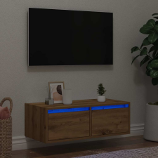 vidaXL kézműves tölgy színű TV-szekrény LED-lámpákkal 75x35,5x25 cm bútor