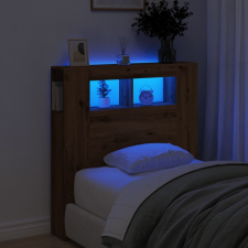 vidaXL kézműves tölgyszínű szerelt fa LED-es fejtámla 100x18,5x103,5cm ágy és ágykellék